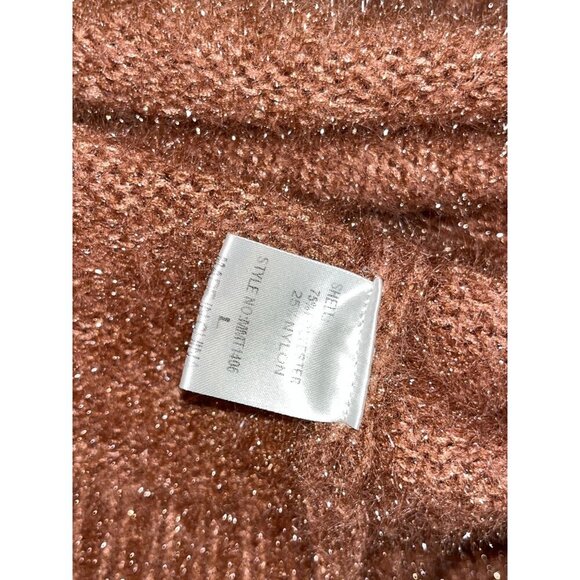 MIOU MUSE Womens Glitter Knit Crop Sweater  Size Large Broqn - Picture 8 of 8